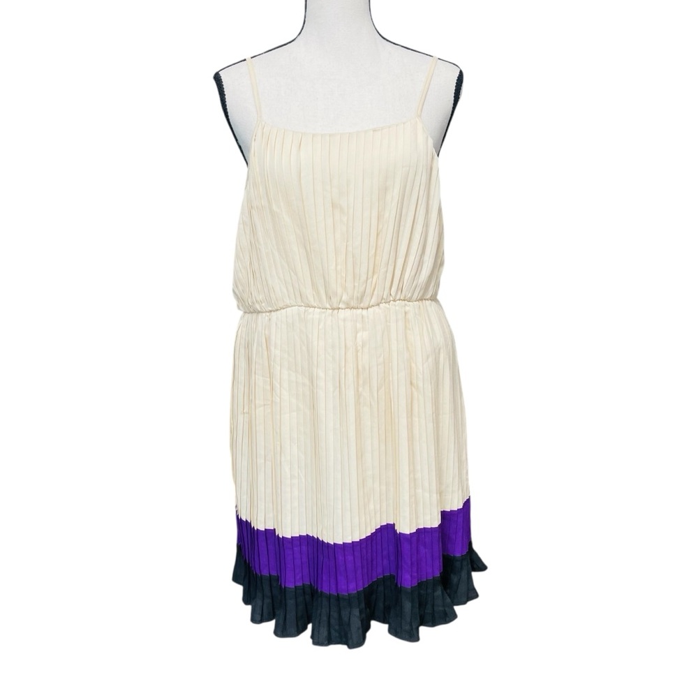 Rhapsody Cream and Purple Pleated Sundress